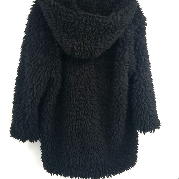ZARA Black Luxurious Cozy Warm Hooded Teddy Jacket - Picture 7 of 9
